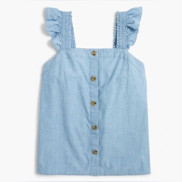J. Crew Tops - J crew denim ruffled tank top